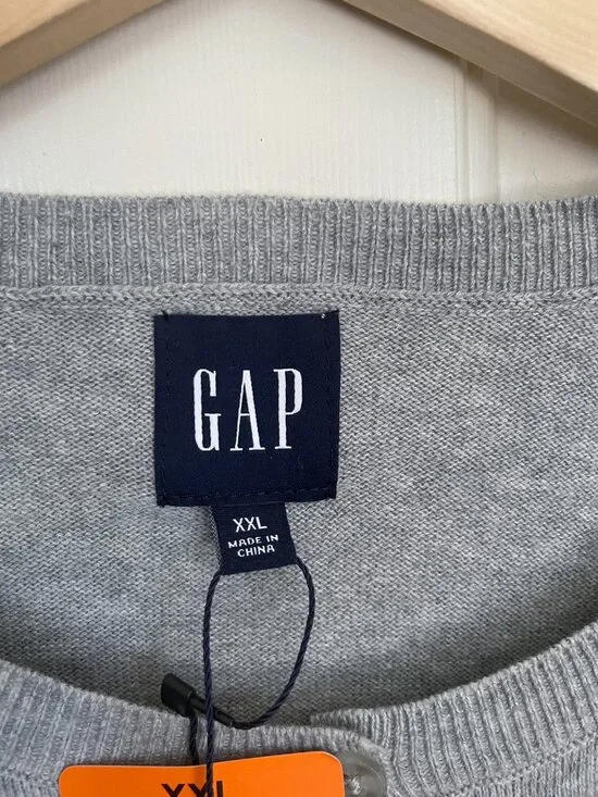 NEW GAP Womens Crewneck Cardigan Sweater NWT XXL 100% Cotton Gray - Picture 8 of 12